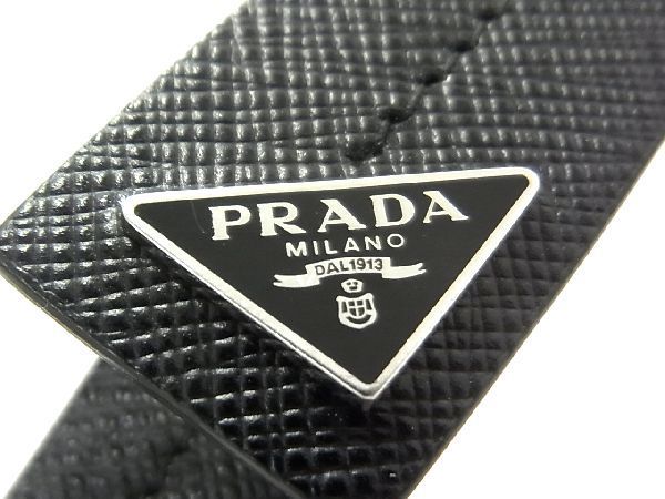 □極美品□ PRADA プラダ サフィアーノレザー トライアングルロゴ