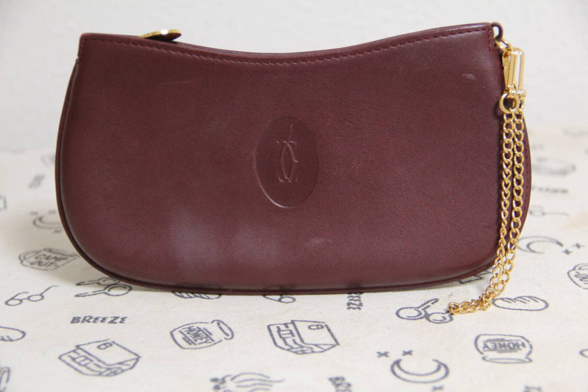 美品 CARTIER カルティエ マストラインレザーチェーン ポーチ、マルチ