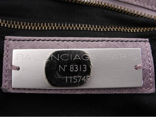 1円 バレンシアガ ザ・シティ レザー ハンドバッグ 薄紫 AB246