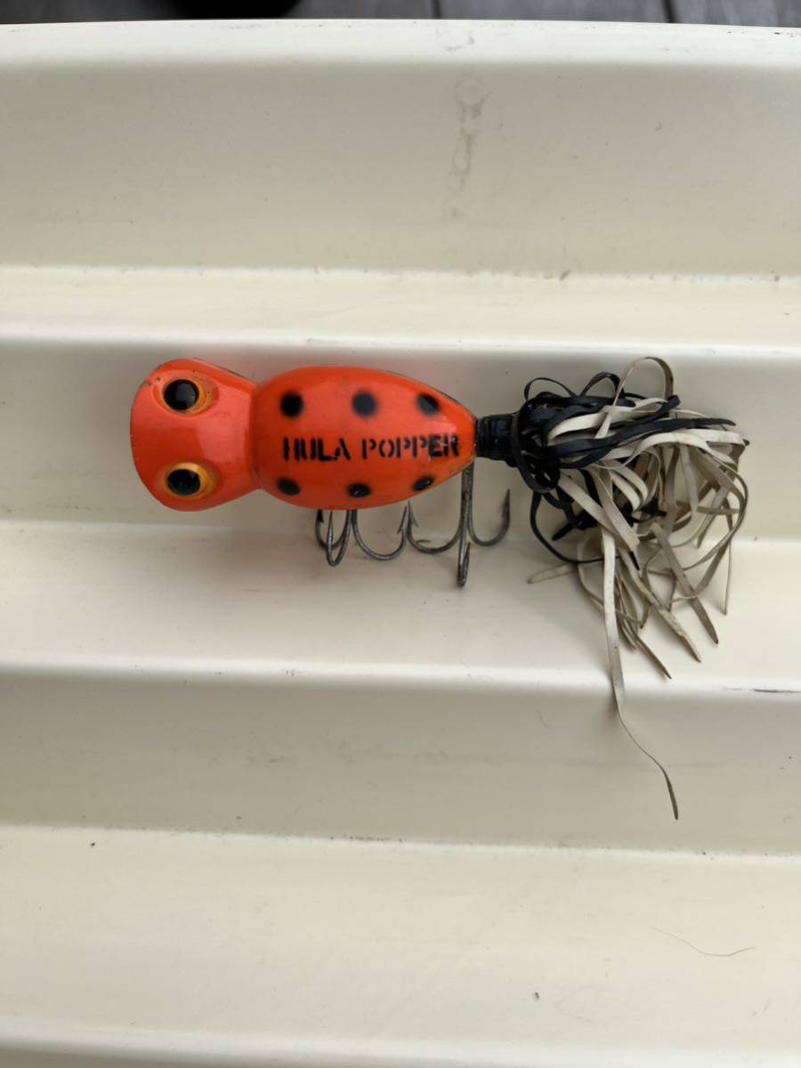 月曜終わり 売り切り　arbogast hula popper アーボガスト フラポッパー　台座なし　ブラック　オールド　old 検）トップ　heddon へドン