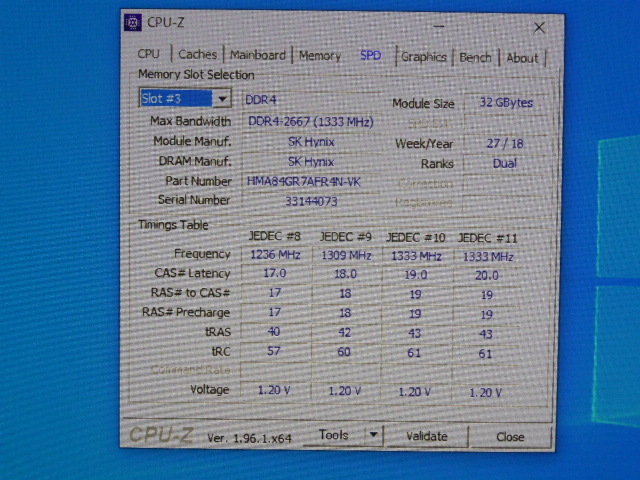 メモリ サーバーパソコン用 1.20V SK hynix PC4-21300V(DDR4-2666V