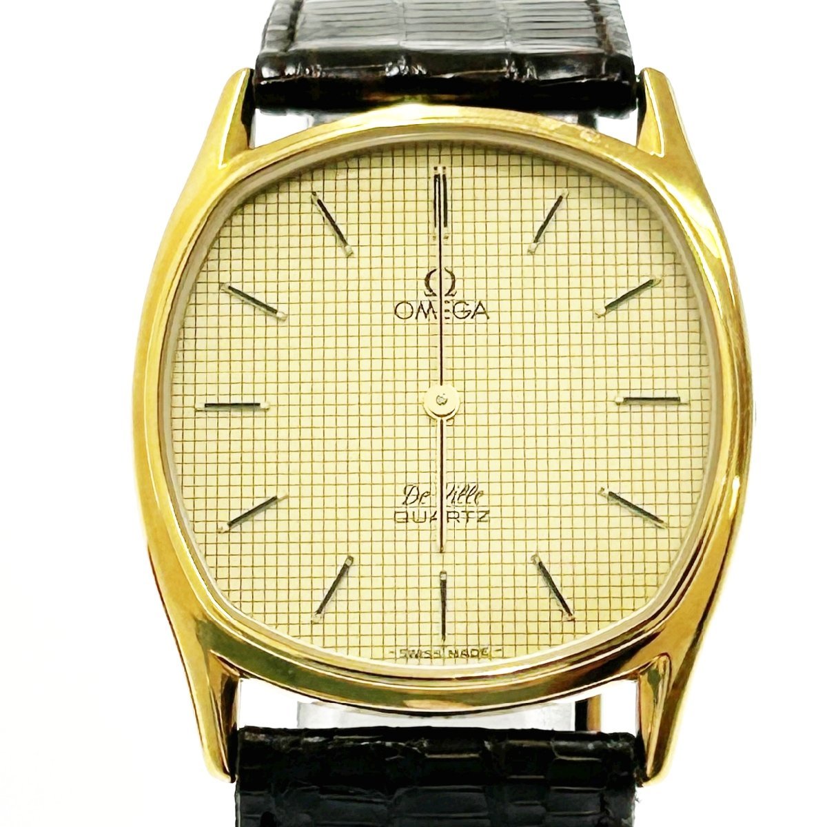1円スタート】【箱付き】OMEGA オメガ デビル スクエア GP×革ベルト 