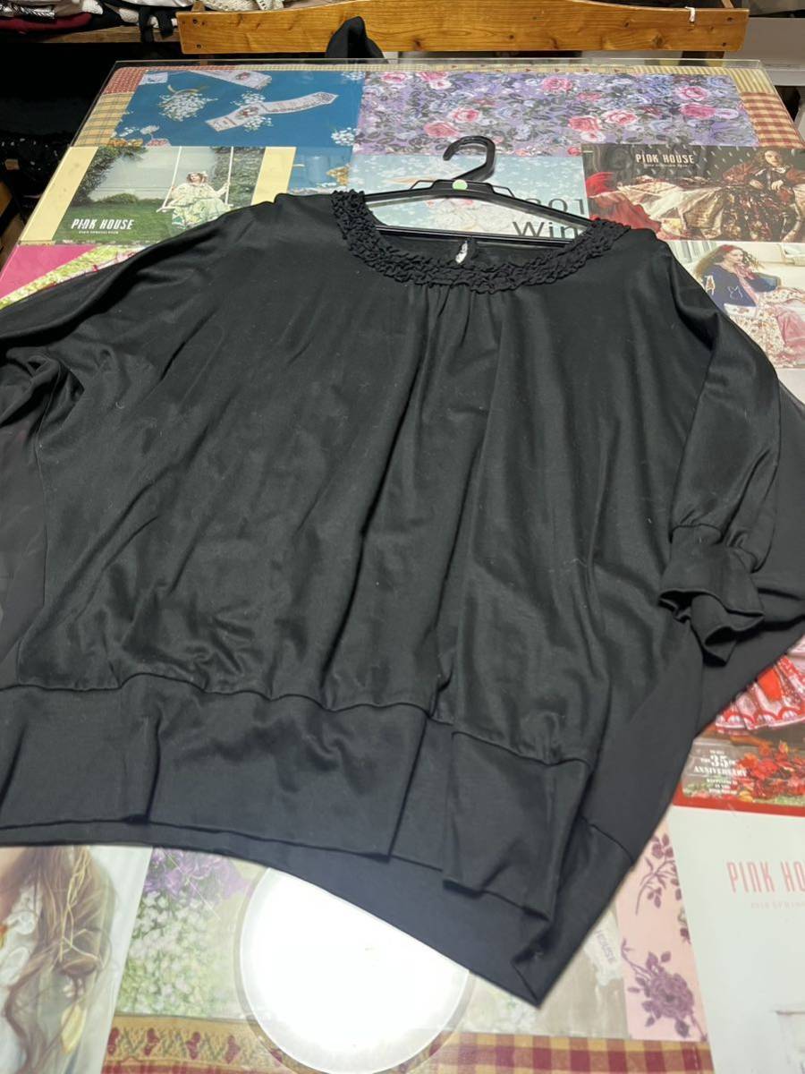 IB 未使用　ドルマン袖のカットソープルオーバー　フリー黒系/インゲボルグ ピンクハウス　カネコイサオ　ワンダフルワールド