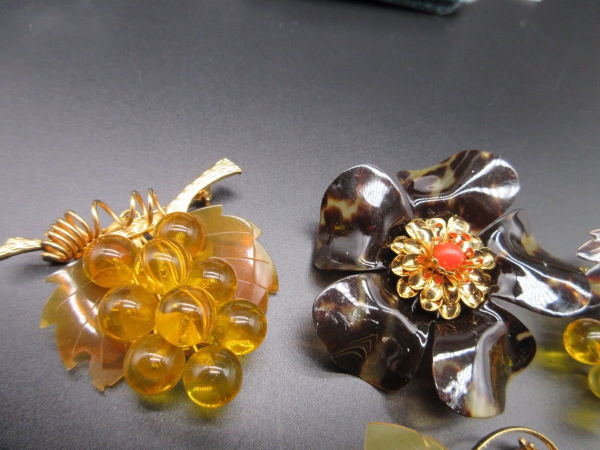 y47 鼈甲 ベッコウ べっ甲 べっこう べっ甲系 ブローチ 大量 まとめ