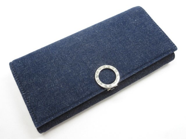 BVLGARI 長財布 ネイビー ビーゼロワン 超美品 【ブルガリ BVLGARI】 ビーゼロワン デニム 長財布 ロング