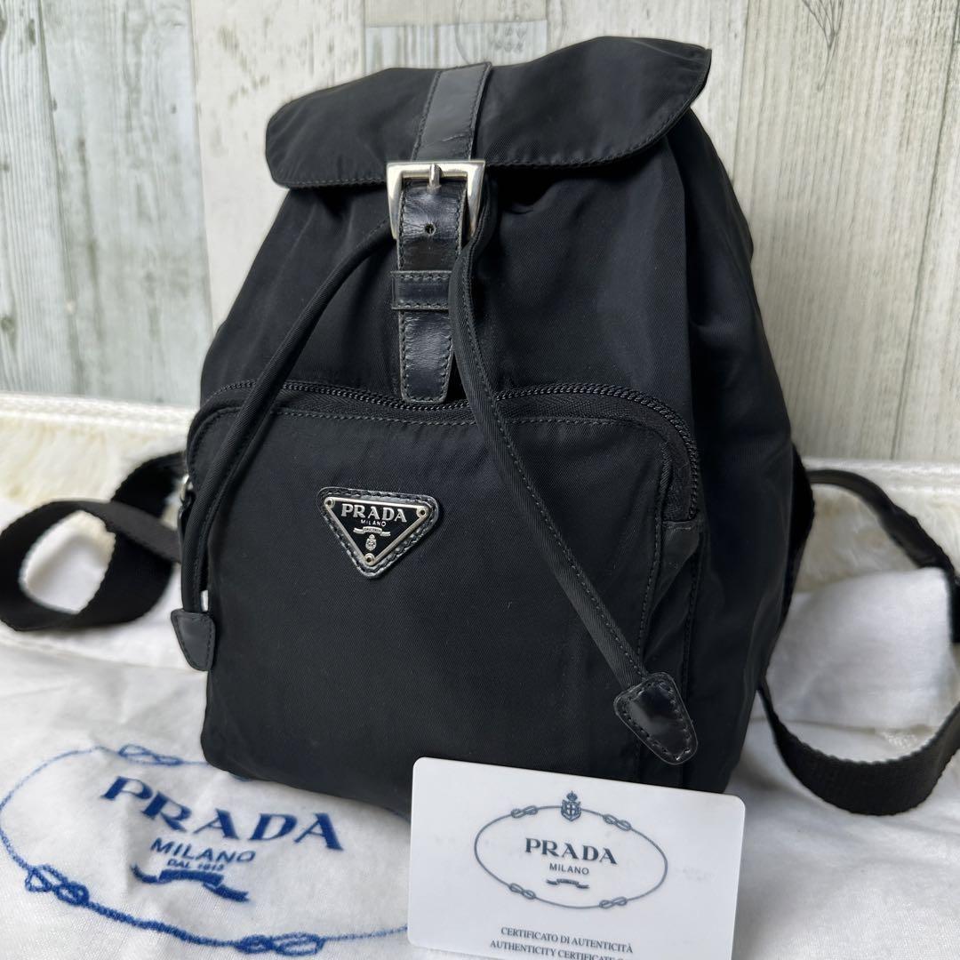 プラダ PRADA リュック バックパック 巾着 三角ロゴ 白タグ テスート