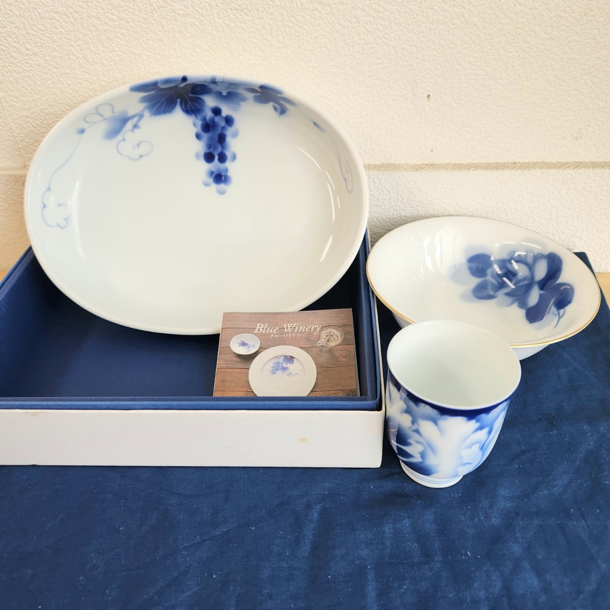 【３点まとめて新品あり】深川製磁　大倉陶園　皿　器　湯呑　茶器　カップ　小皿　ブルーローズ