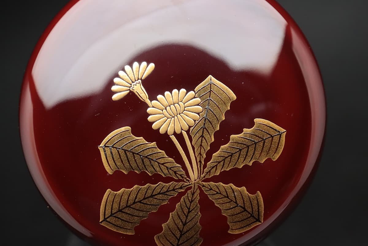 輪島塗一后一兆 (人間国宝)作棗　竹蒔絵 茶道具共箱/絹布・木箱あり 輪島塗一后一兆 (人間国宝)作棗 竹蒔絵 茶道具共箱/絹布・木箱あり3