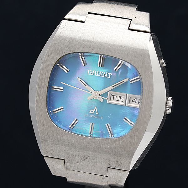 1円 稼働 トップのみ オリエント AT/自動巻 デイデイト シェル文字盤 メンズ腕時計 MTM 0132000