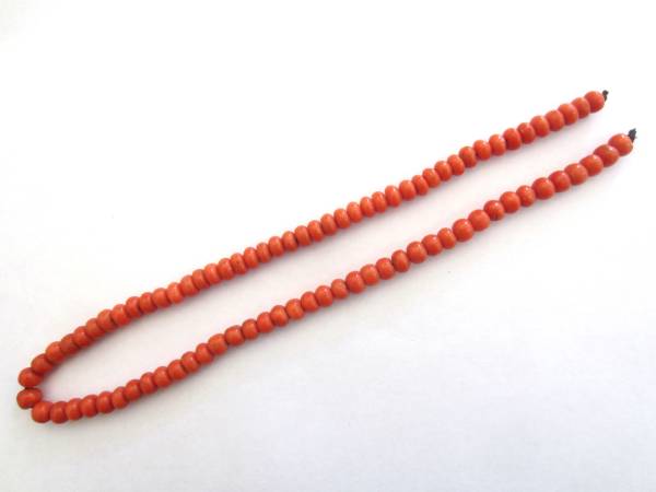 ★1円～　天然　本珊瑚玉　サンゴ　5.5～6mm　35cm　18.7mm