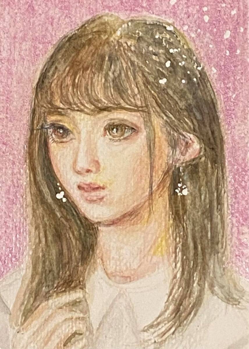 女の子 額付き ☆ 葵風紗 ☆ ミニ絵画 原画 オリジナル 直筆 水彩画