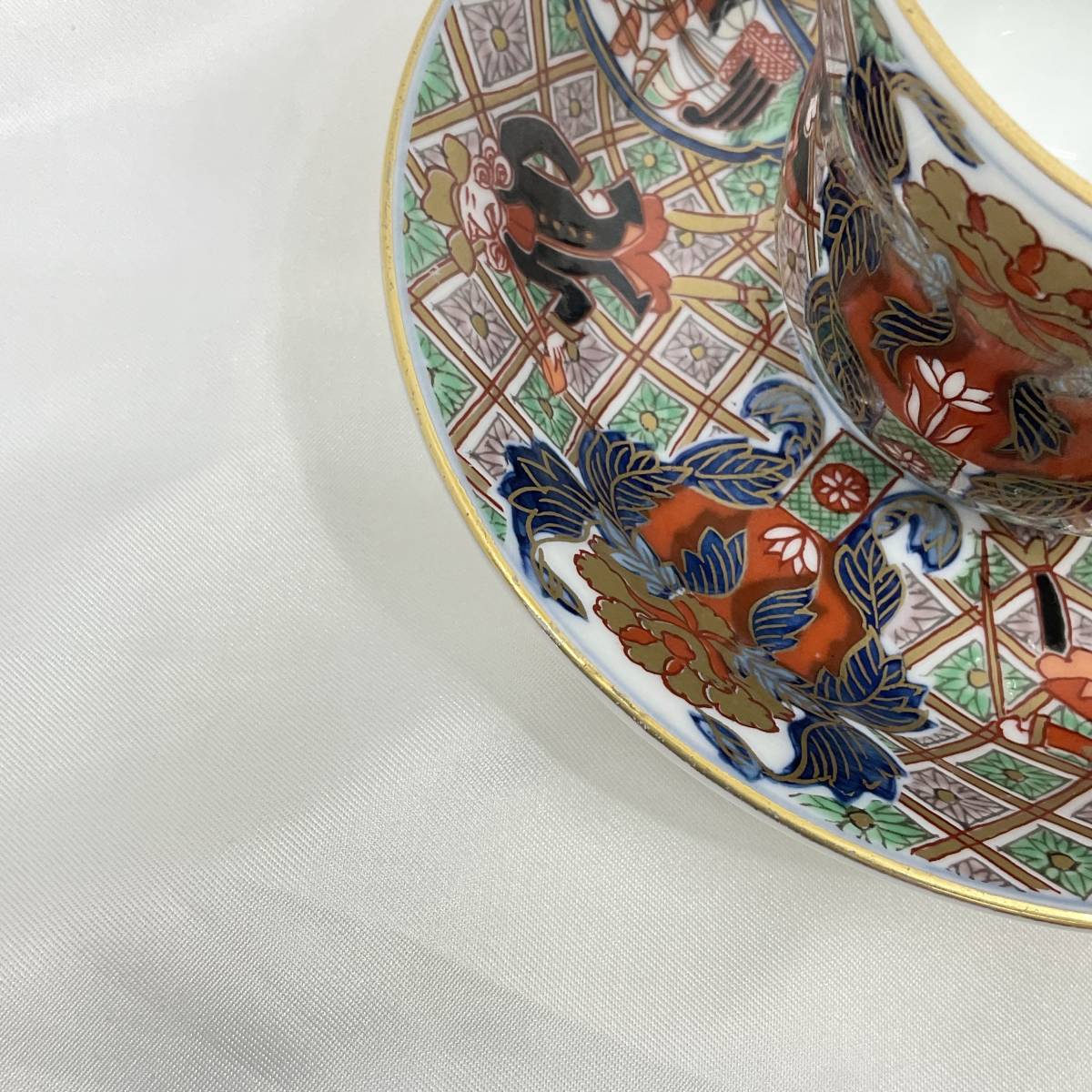 古伊万里 松九寿門 有田焼 カップ＆ソーサー 南蛮人 南蛮船 陶器 (C798