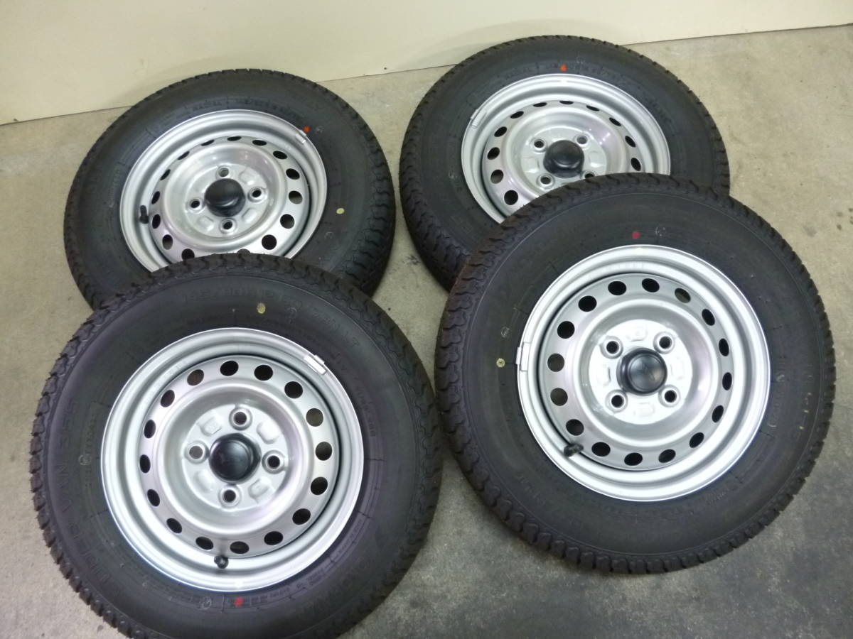 ダイハツハイゼットT新車外し　タイヤホイール4本セット145/80R12 バリ山 ダイハツハイゼットT新車外し タイヤホイール4本セット145/80R12 バリ
