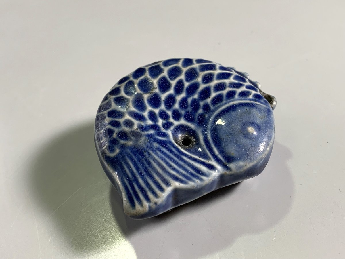 書道□ 李朝 藍釉魚型水滴 水滴 □a901 2025年最新水滴