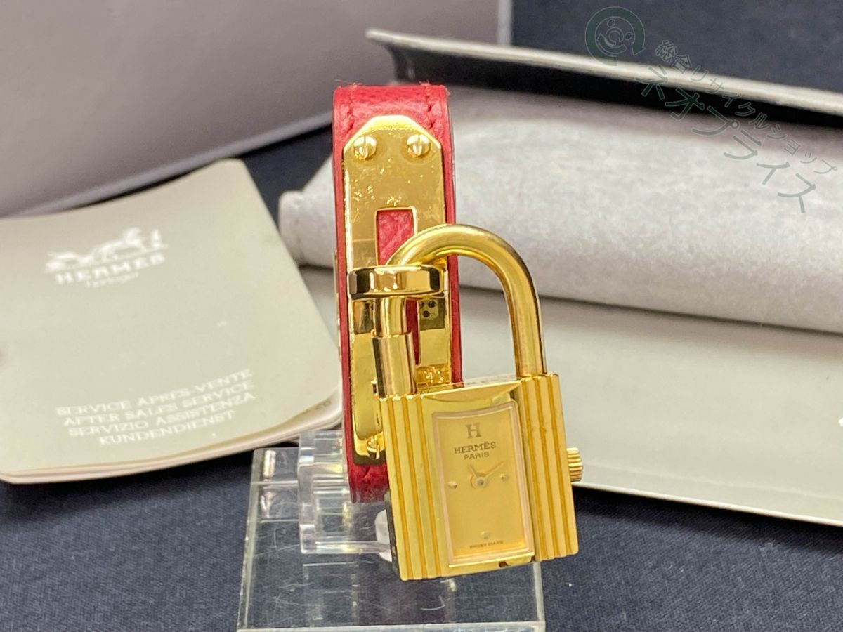 ◆A6413 HERMES エルメス ケリーウォッチ ゴールド文字盤 クオーツ 腕時計 外観良品