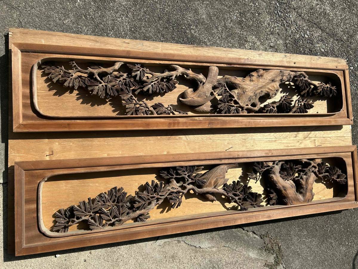 アンティーク 越中 井波彫刻 大島五雲作 欄間 2枚１セット 時代物 ☆楓☆越中井波彫刻 欄間一対の落札 |