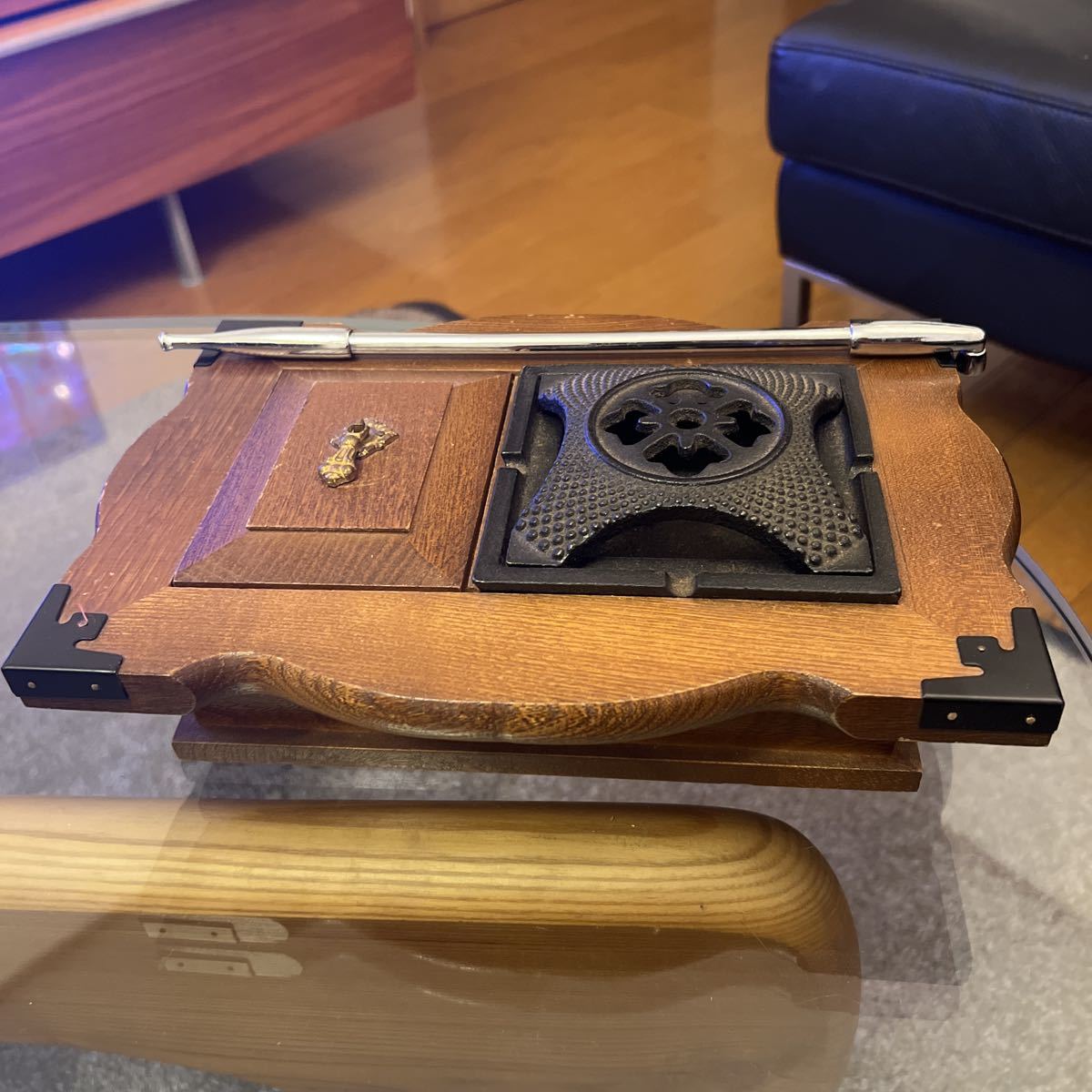 キセル セット　煙草盆　灰皿　火入れ　灰吹き　アンティーク　木製　南部鉄器　喫煙具　収納