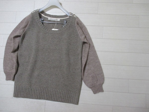 未使用/バルコニーアンドベッド Balcony and Bed　肩ビジュー付きニットセーター/ウールモヘヤ　定価18900円