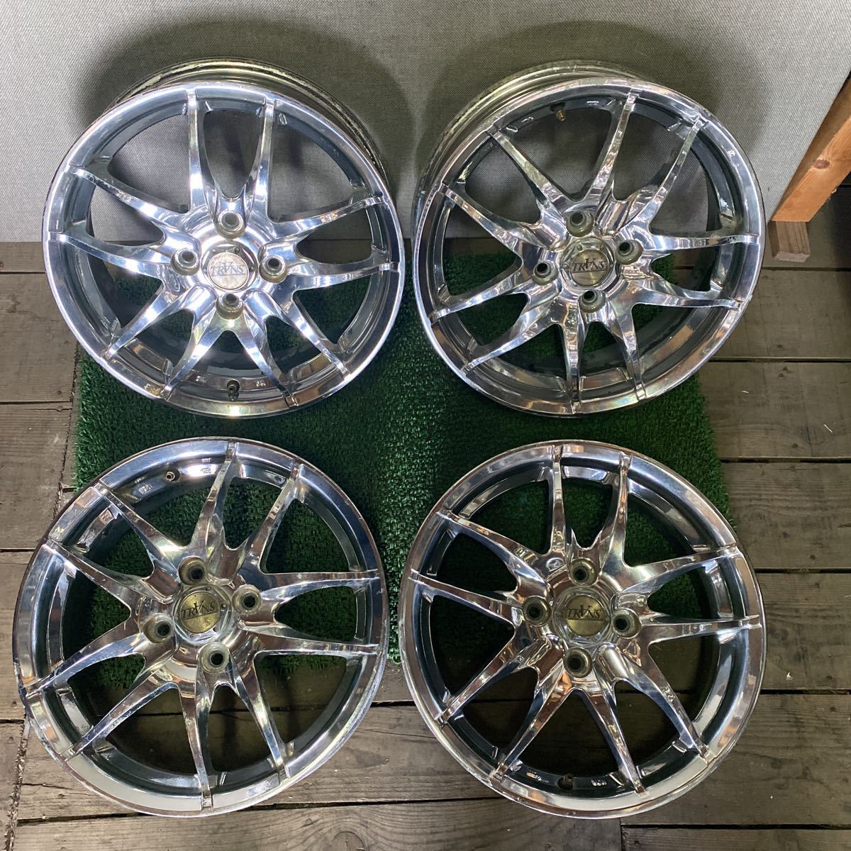 TRANSホイール 15インチ 15×5J OFF;+45 PCD;100-4H ハブ径;約70mm ガリ傷 サビあり 4本