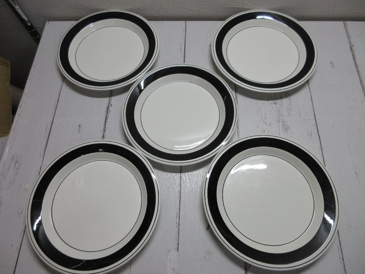 ｃ 3..希少　約26ｃｍ ARABIA アラビア Faenza　BR　ブラック/ファエンツァ 大皿　プレート　５枚組 北欧食器 　1975-81 【星見】