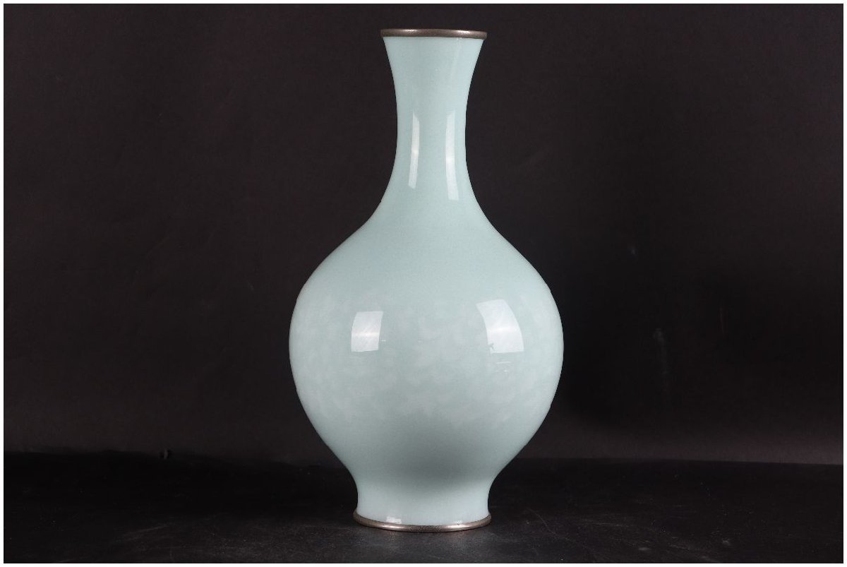 URA]七宝花瓶/27.5cm・約1605g/5-10-122 (検索)骨董/銅器/銅花瓶/花器 