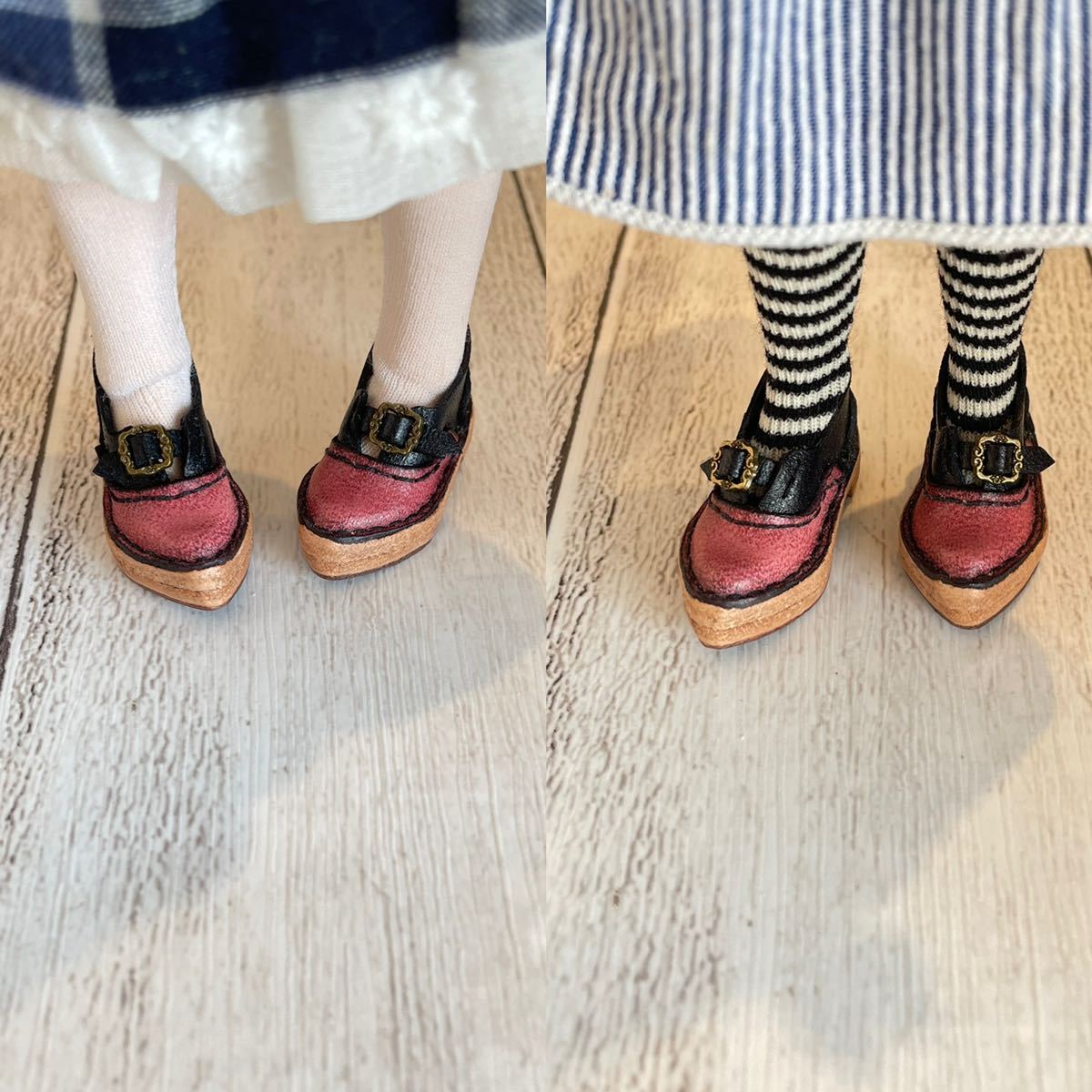 バイカラー バイカラー（形状（つま先）スクエアトゥ）（パンプス | ブライス　ピュアニーモs スクエアパンプス　バイカラー　ドール靴　ハンドメイド　本革