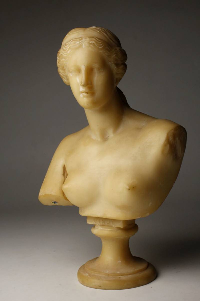 LIG】西洋美術 大理石彫刻 裸婦胸像 「VENUS」 33㎝ 3.2kg 美人像