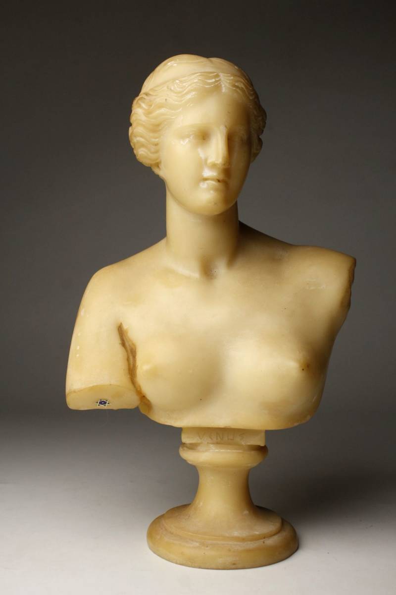 LIG】西洋美術 大理石彫刻 裸婦胸像 「VENUS」 33㎝ 3.2kg 美人像