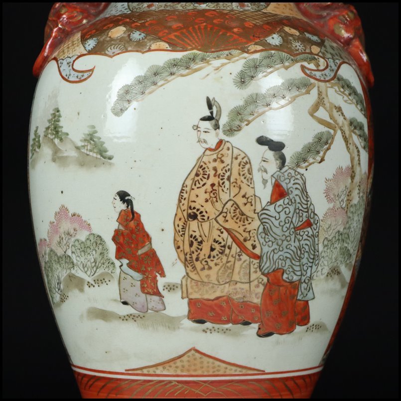 奇】豪華絢爛 明治期 伝統工芸 九谷焼 赤絵 金襴手 金彩色絵人物風俗画