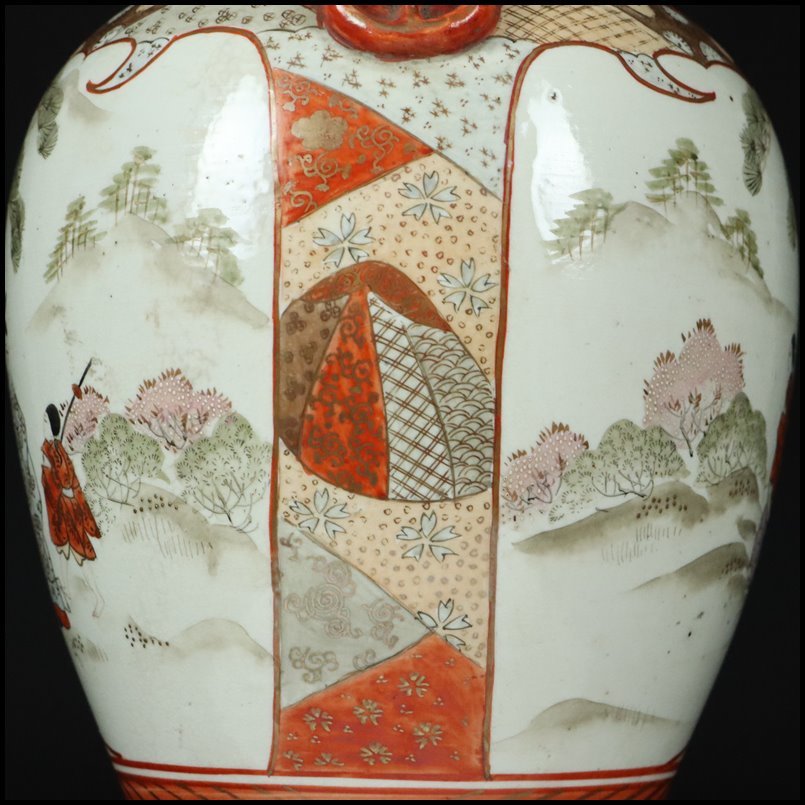 奇】豪華絢爛 明治期 伝統工芸 九谷焼 赤絵 金襴手 金彩色絵人物風俗画