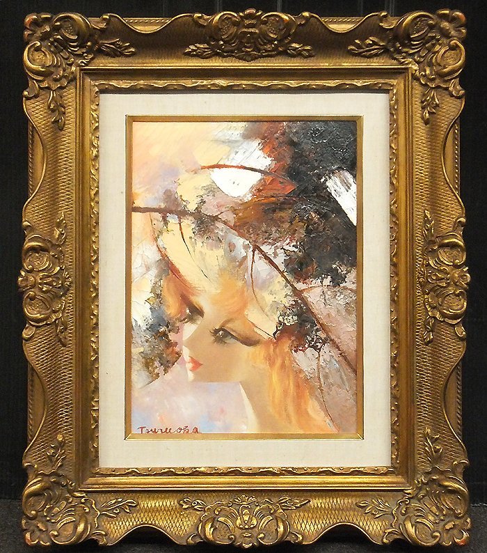 鶴岡義雄、枯葉、希少限定大判画集画、新品高級額装付 GLC】鶴岡義雄 「枯葉」 油彩4号 芸術院会員 二科会名誉理事 芸術院会員