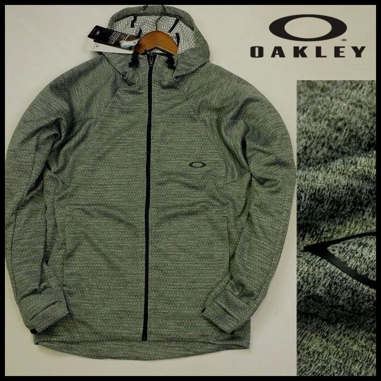 新品 オークリー OAKLEY ジップ フーディージャケット L グレー 撥水 パーカー メンズ 【B2627】 Q1