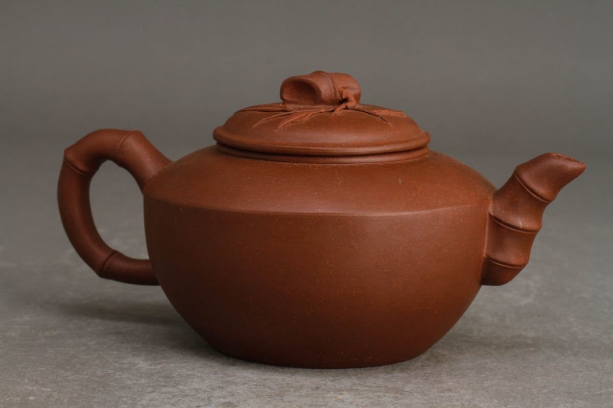 宇GB140 宜興紫砂 後手 急須 茶壺 単孔 唐物 朱泥 煎茶道具 煎茶 【小 