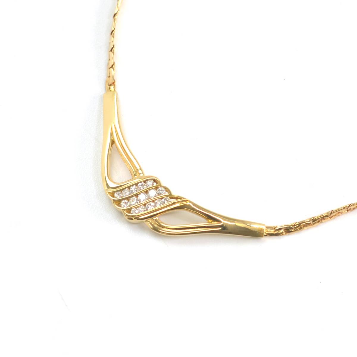 S 1円スタート GAINSBOROUGH ゲインズボロー GB ダイヤモンド ネックレス チョーカー 750 K18 ゴールド D0.23ct 磨き上げ済み レア 希少品