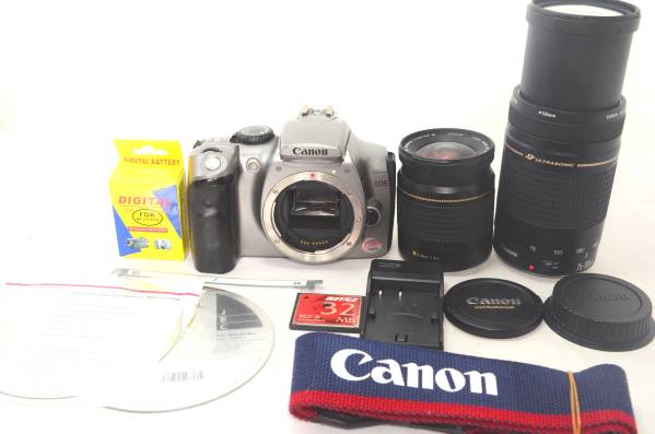 【美品】Canon EOS Kiss デジタル一眼レフ 望遠レンズセット canon キャノン EOS Kiss Digital 超望遠Wレンズセット 最落1万 【公式