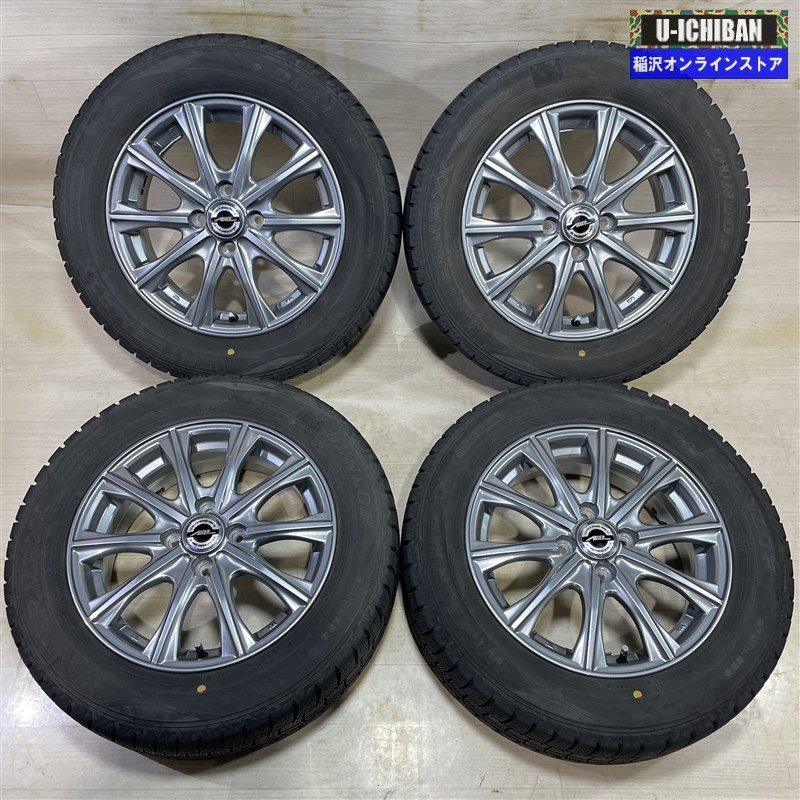 E12ノート K10アクア オーラ 等 アクセルフォー 5.5-15+42 4H100 ダンロップ WM02 185/65R15 15インチ スタッドレス 4本セット 009