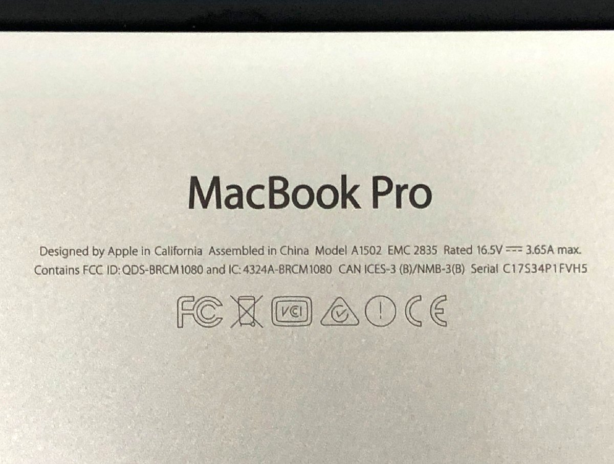 ☆ジャンク品☆MacBook Pro Retina 13 inch Early 2015 A1502 Apple ※SSD欠