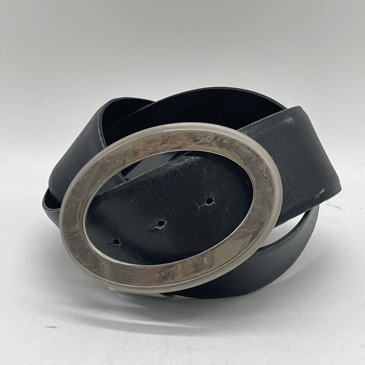 KO855□DOLCE&GABBANA ドルチェ&ガッバーナ D&G ベルト レザー ブラック サイズ85/34 デカバックル ドルガバ