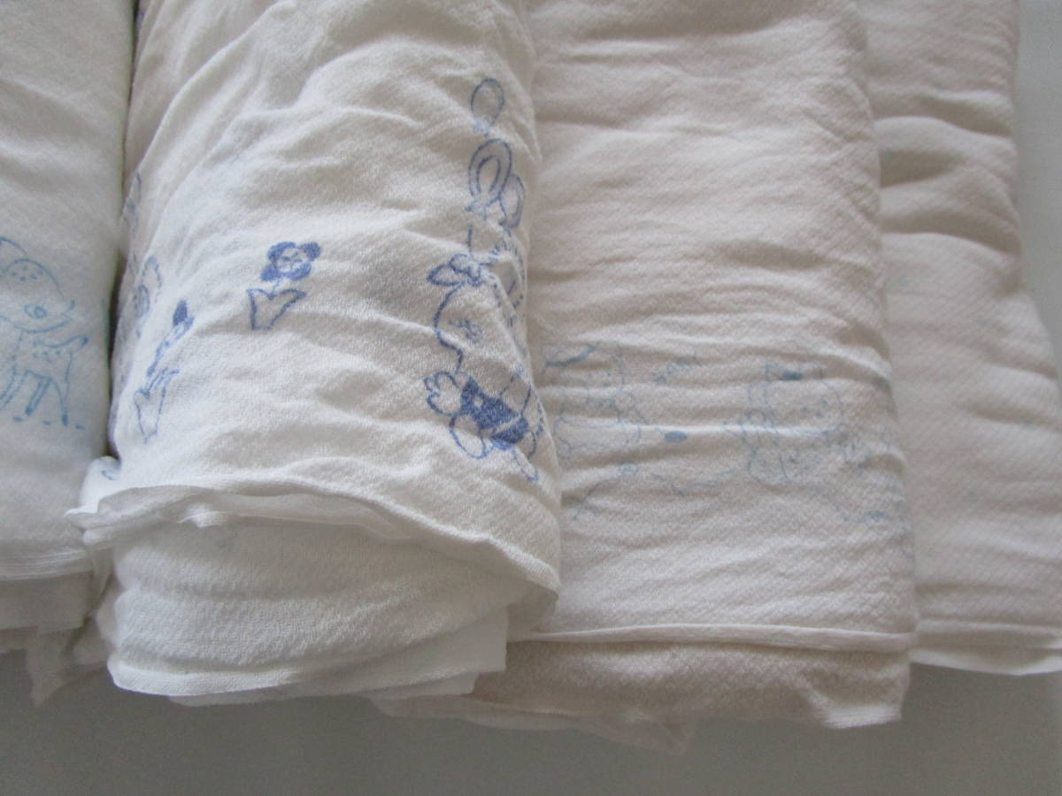 リサイクル品　中古　絵柄　ドビー織り布おむつ　５０枚セット　使用感有　名前記載　シミ有り　等混在　現品限り