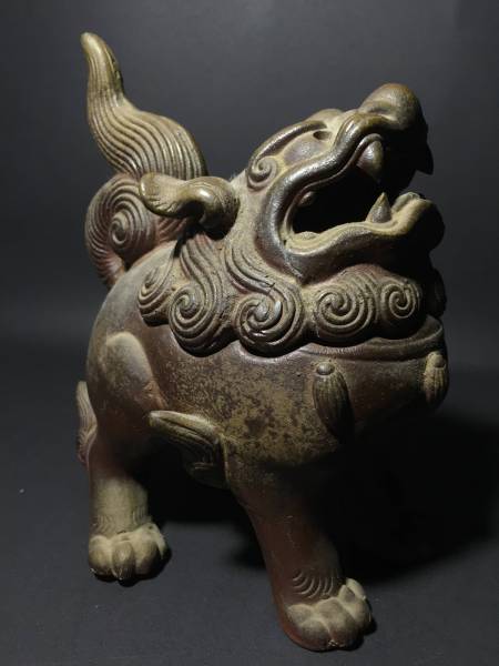 備前 木村友敬 獅子香炉 香道具 美品 本時代 置物 焼物 窯変美