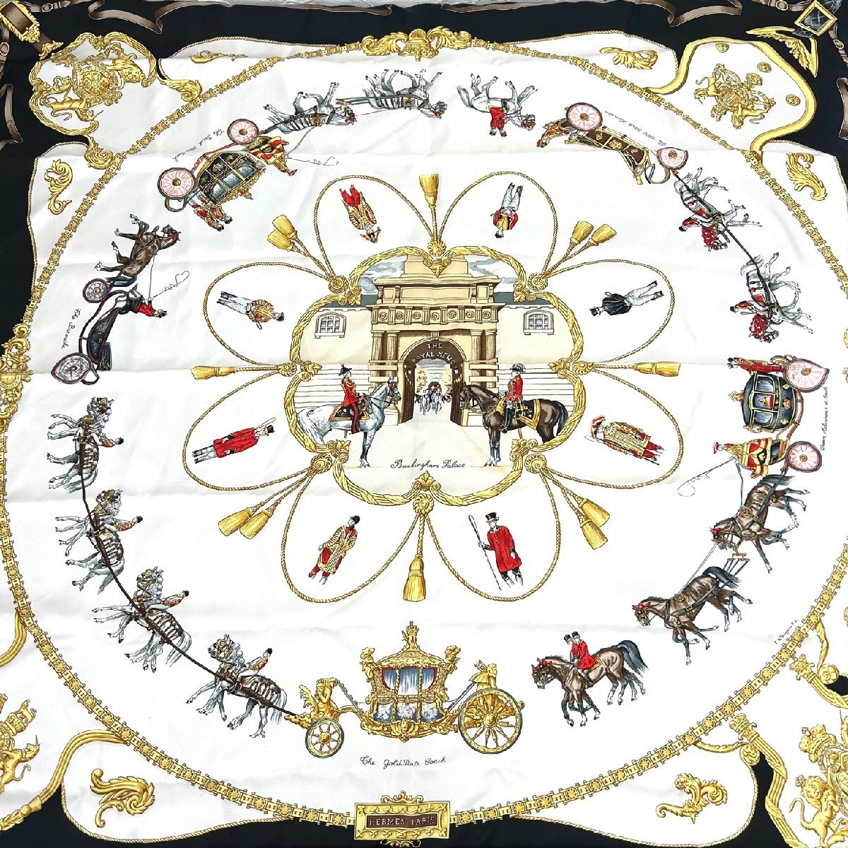 80 1円 HERMES エルメス カレ90 スカーフ THE ROYAL MEWS 王室の馬小屋 