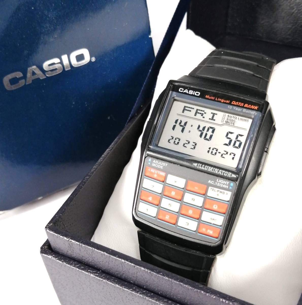 稼働品 CASIO DATA BANK 2888JA 腕時計 ブラック 黒 カシオ データバンク 元箱付き