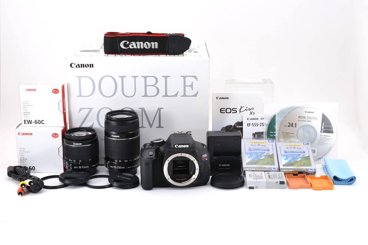 最安値，品質保証 キャノン Canon EOS Kiss X5 ダブルズームキット ショット数2517回 OC271055A2576(キヤノン)｜売買されたオークション情報、yahooの商品情報をアーカイブ公開 - オークファン キヤノン