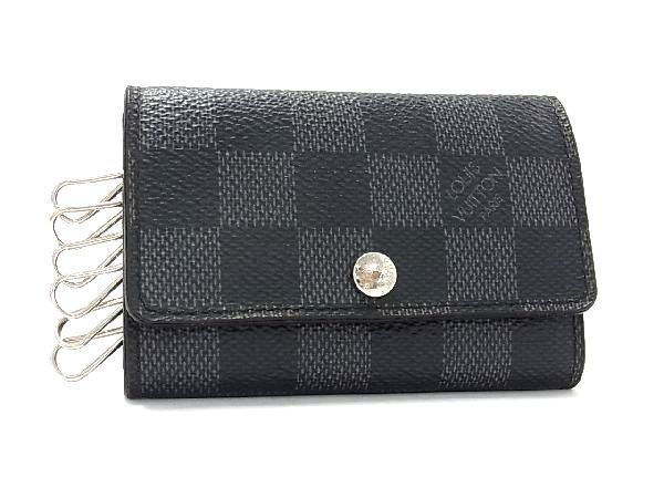 1円 ■美品■ LOUIS VUITTON ルイヴィトン N62662 ダミエグラフィット ミュルティクレ6 6連 キーケース 鍵入れ ブラック系 AQ9006