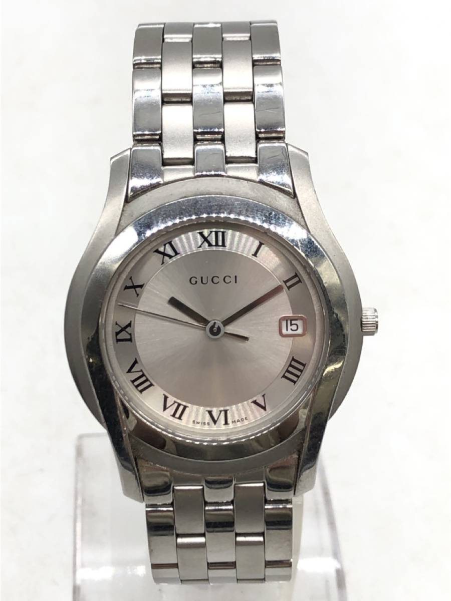 1101-509S⑦4644　腕時計 GUCCI グッチ 5500M シルバー文字盤 ローマン デイト クォーツ