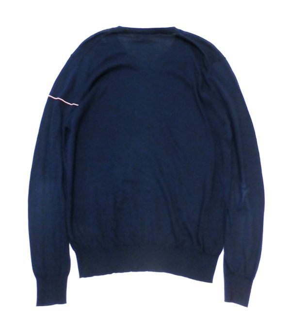 正規品 MONCLER MENS ワッペンロゴ トリコロールライン Vネック 薄手 
