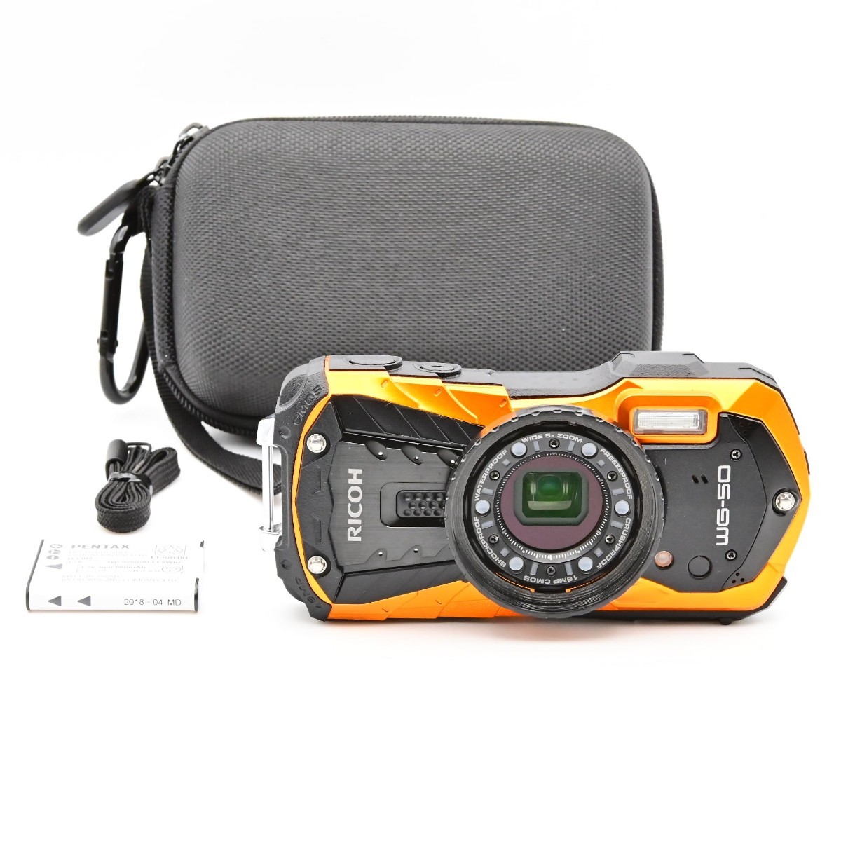 美品】RICOH リコー 防水デジタルカメラ RICOH WG-50 オレンジ 管:117