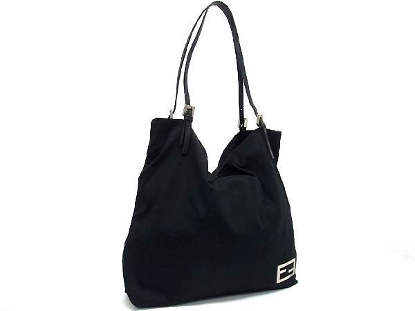 1円 FENDI フェンディ コットンジャージー×レザー トートバッグ ショルダーバッグ 肩掛けかばん レディース ブラック系 AS2464