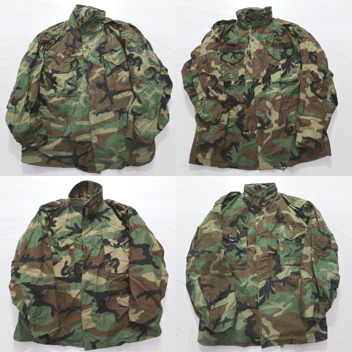 ◎米軍実物 M65 4th ジャケット set ウッドランドカモ 他 (メンズL/M) 4枚セット まとめ売り 古着卸 1円スタート UM3-3 MQ2631