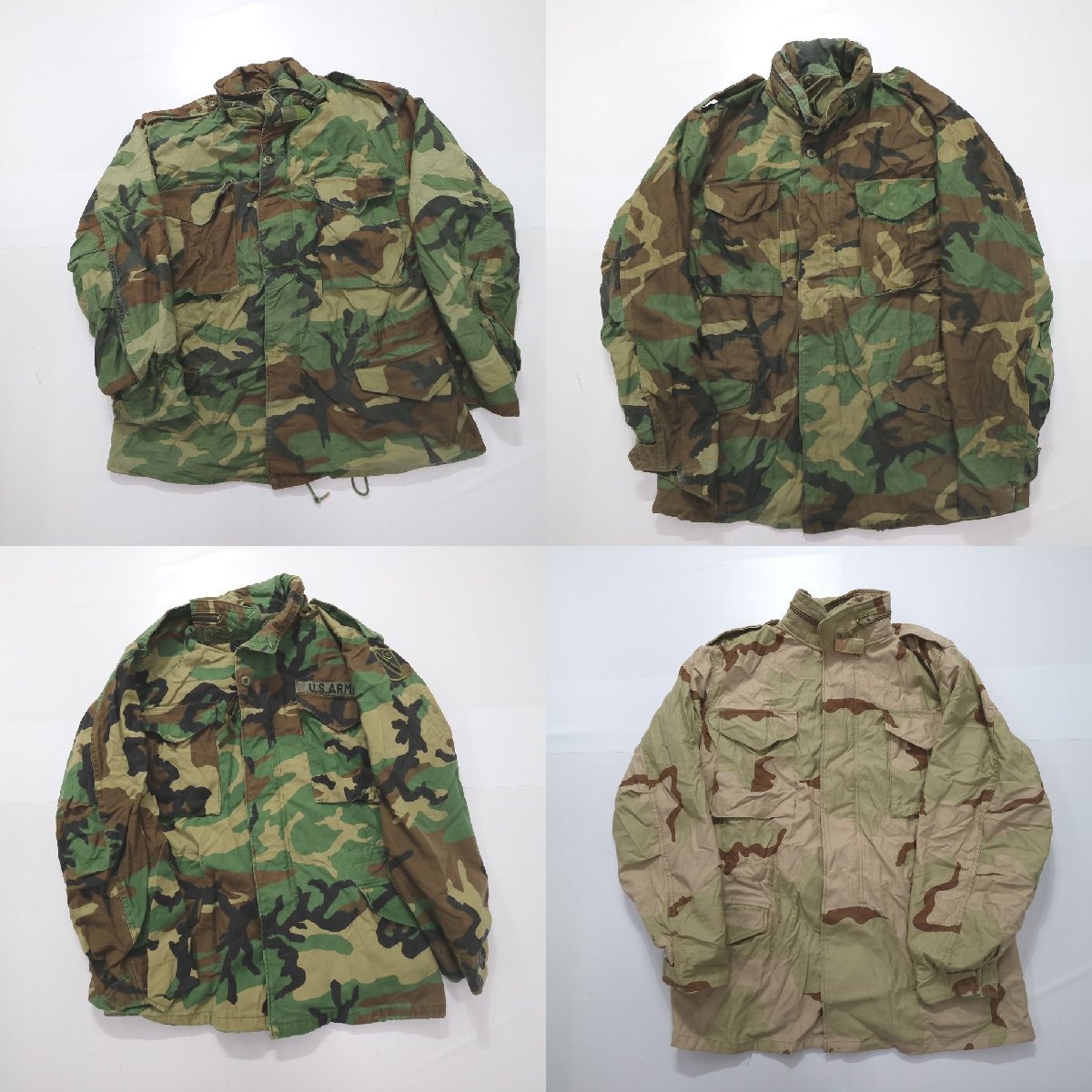◎米軍実物 M65 4th ジャケット set ウッドランドカモ 他 (メンズM) 4枚セット まとめ売り 古着卸 1円スタート UM3-3 MQ2606